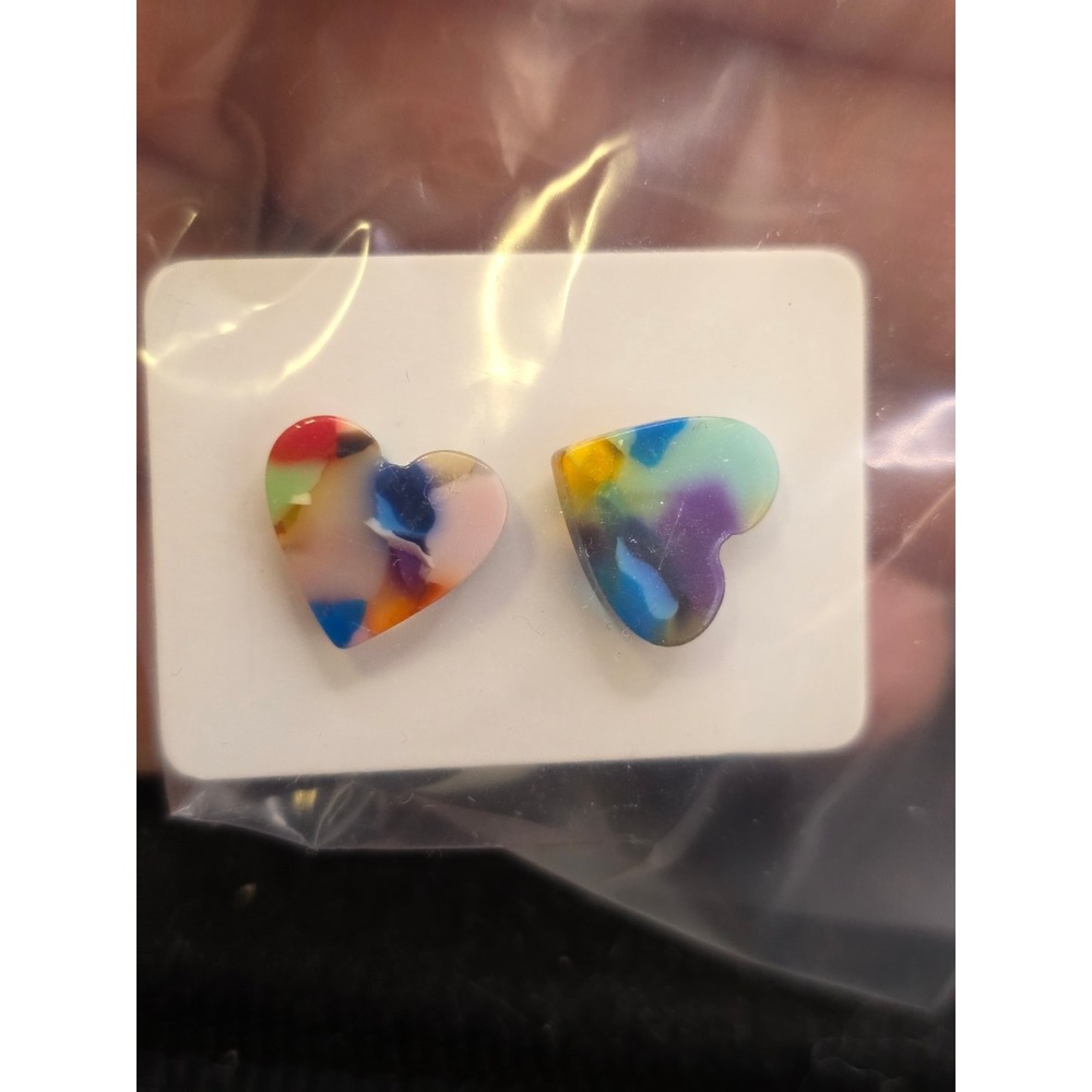 Colorful Swirl Heart Charms Resin Acrylic Art Craft Beads - Picture 1 of 1